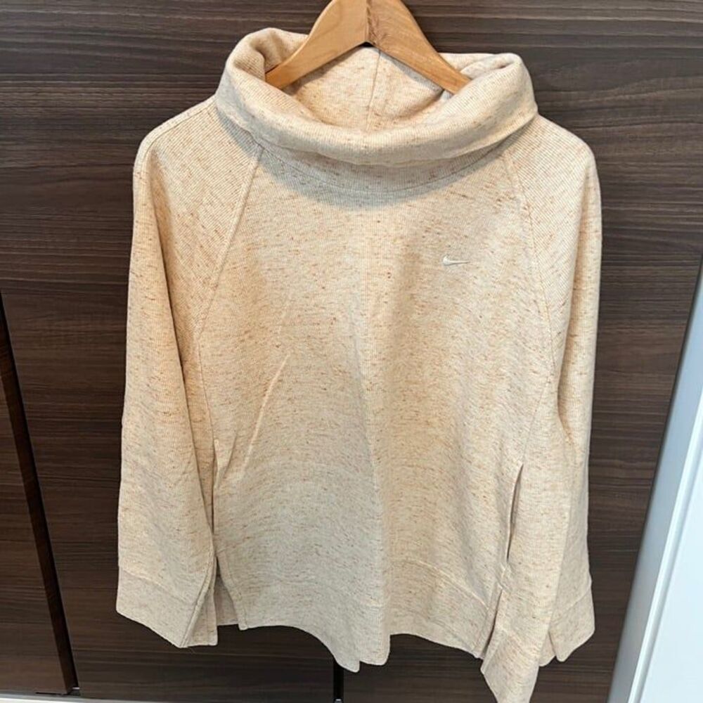 Nike Women Therma Oatmeal Heather Mock-Neck Sweater